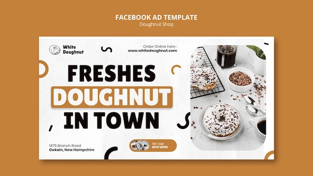 PSD platte ontwerp donut winkel facebook sjabloon