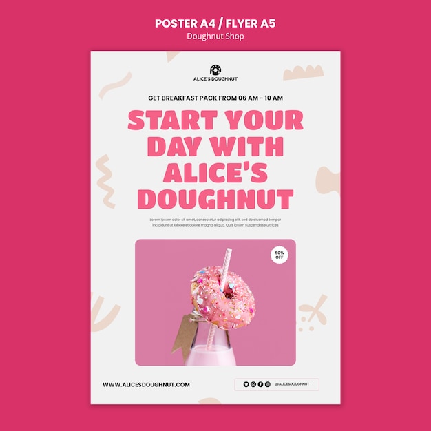 PSD platte ontwerp donuts winkelsjabloon