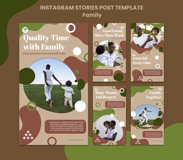 Platte ontwerp familiefeest instagram-verhalen