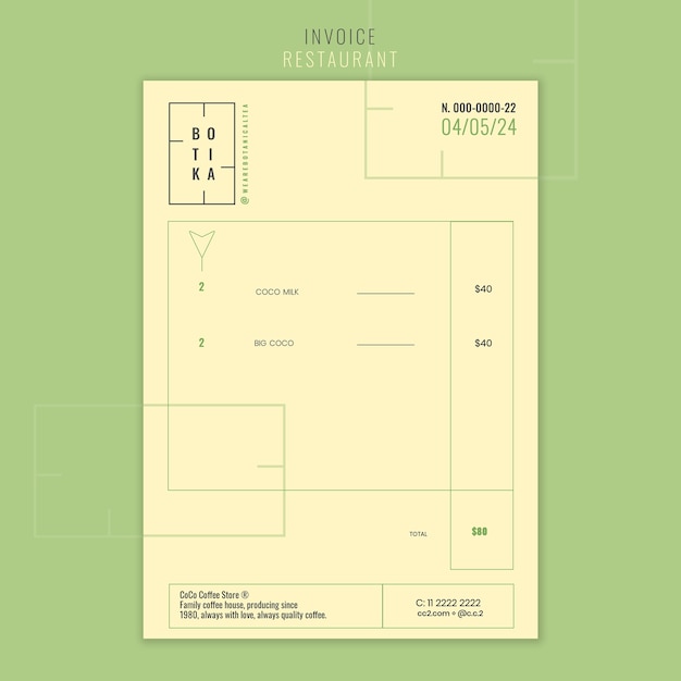 Platte ontwerp food restaurant factuursjabloon