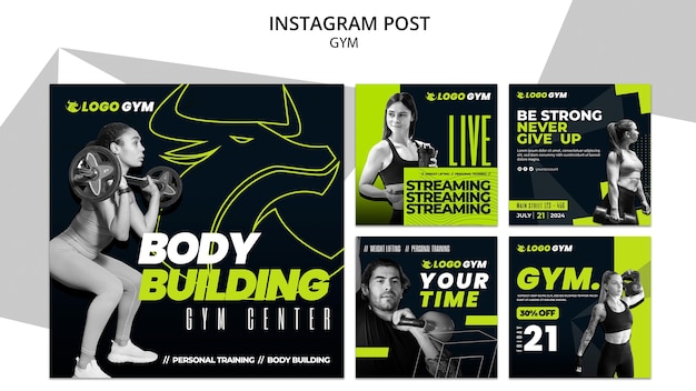 PSD platte ontwerp gym training instagram posts