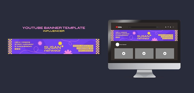 PSD platte ontwerp influencer job youtube banner