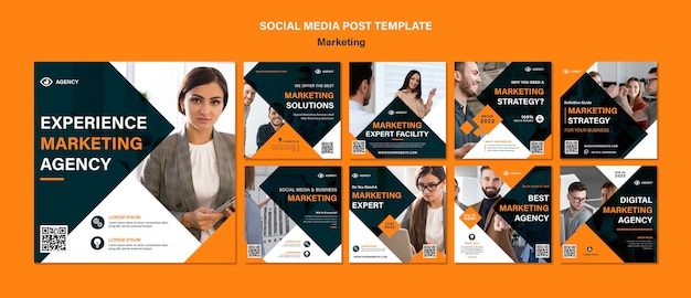 Platte ontwerp instagram berichten marketingsjabloon