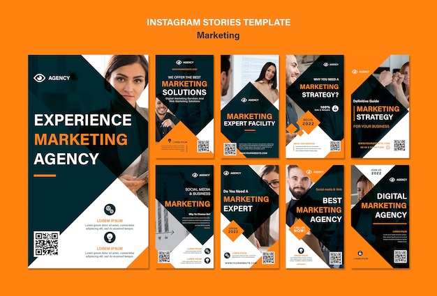 Platte ontwerp instagram verhalen marketingsjabloon