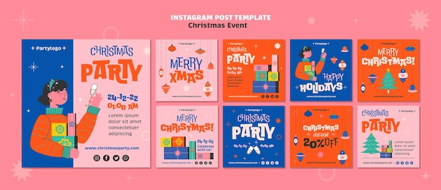 PSD platte ontwerp kerstfeest instagram posts