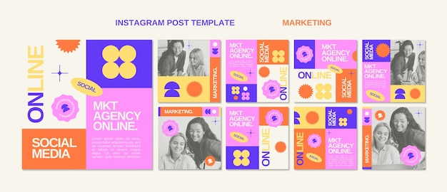 PSD platte ontwerp marketingstrategie instagram-berichten