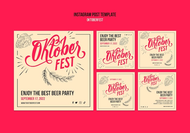 Platte ontwerp oktoberfest instagram posts sjabloon