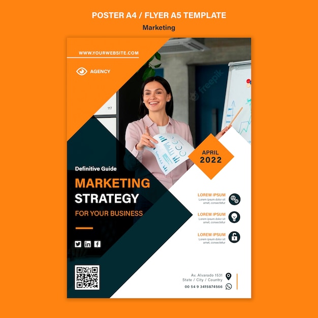 Platte ontwerp poster marketingsjabloon