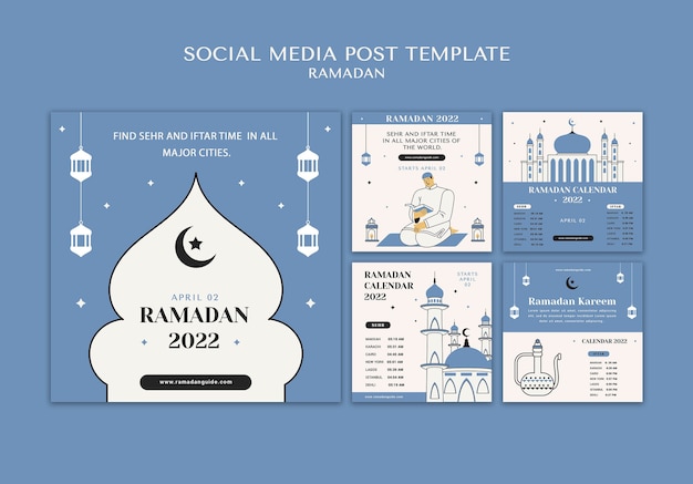 PSD platte ontwerp ramadan instagram posts sjabloon