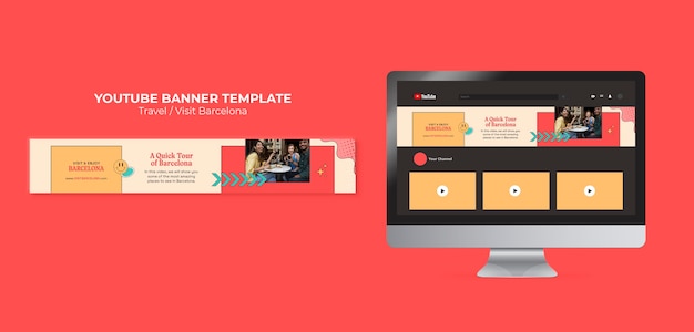 Platte ontwerp reizende youtube-bannermalplaatje