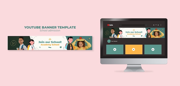 PSD platte ontwerp school toelating youtube banner