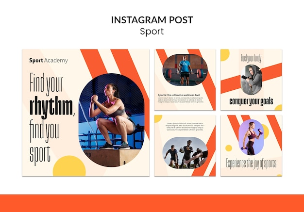 PSD platte ontwerp sporttraining instagram-berichten