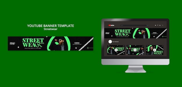 PSD platte ontwerp streetwear youtube-banner