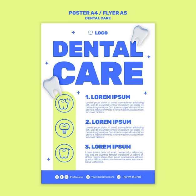 PSD platte ontwerp tandheelkundige zorg poster sjabloon