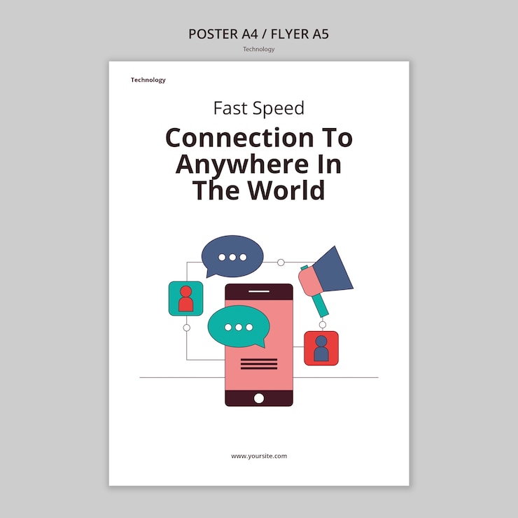 PSD platte ontwerp technologie concept poster