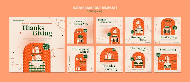 PSD platte ontwerp thanksgiving instagram post