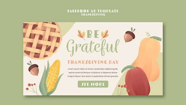 PSD platte ontwerp thanksgiving-sjabloon