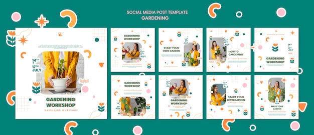 Platte ontwerp tuinieren social media posts