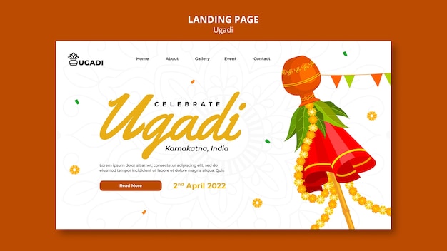 PSD platte ontwerp ugadi-sjabloon