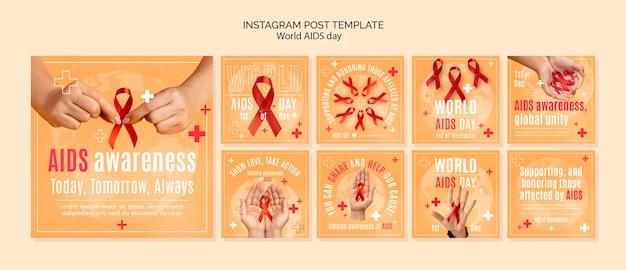 PSD platte ontwerp wereld aids dag instagram-berichten