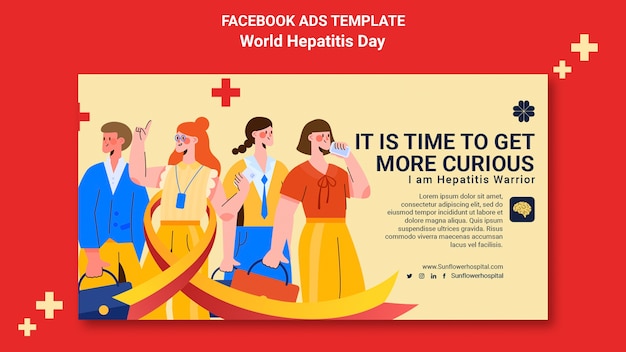 Platte ontwerp wereld hepatitis dag facebook-sjabloon