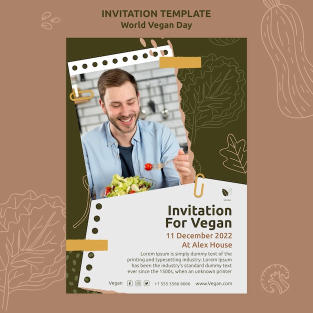 PSD platte ontwerp wereld veganistisch dagsjabloon