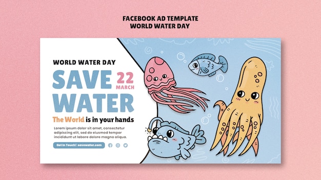 Platte ontwerp wereld water dag sjabloon