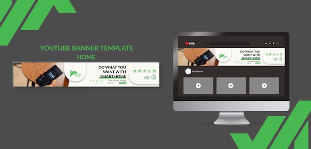 PSD platte ontwerp youtube-bannersjabloon voor interieurontwerp