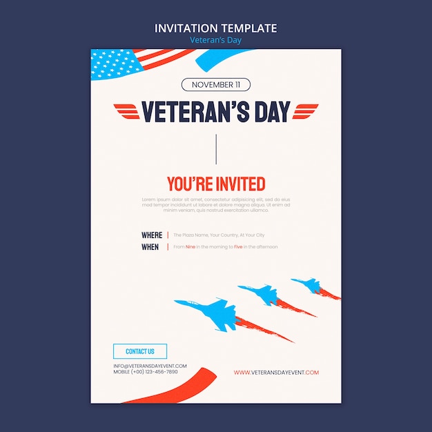 PSD platte ontwerpsjabloon voor veteranendag