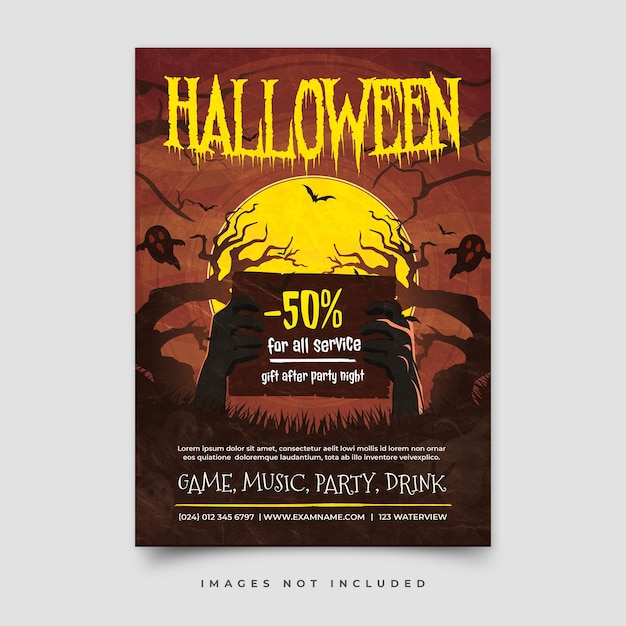 Platte verticale halloween flyer-sjabloon