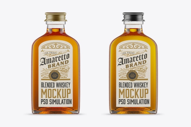 Platte whisky glazen fles mockup 3d render