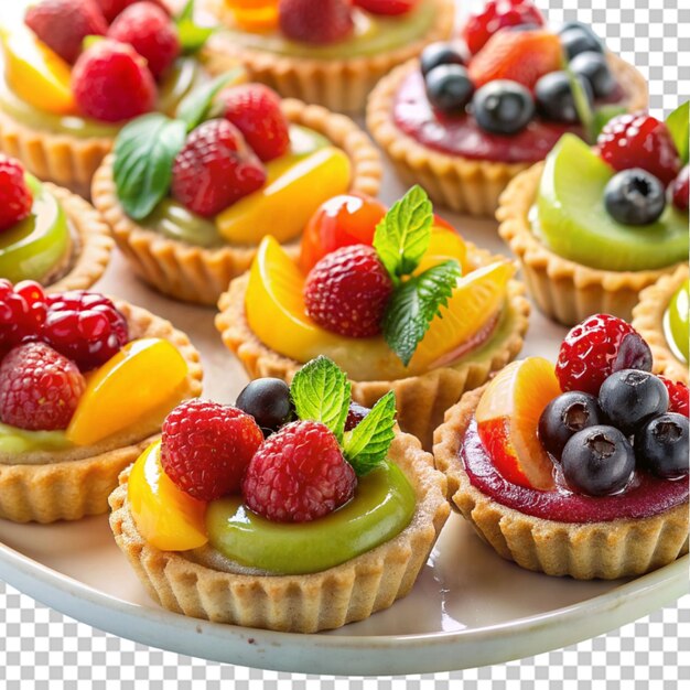 PSD platter of fruit tarts with glazed tops