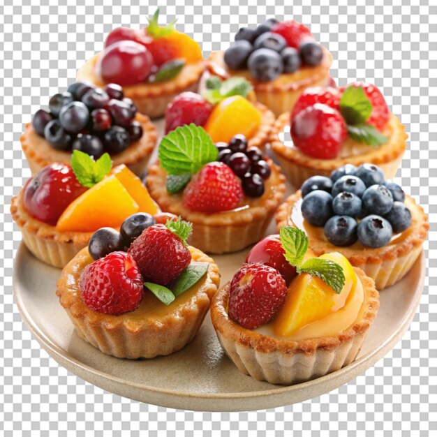 PSD platter of fruit tarts with glazed tops