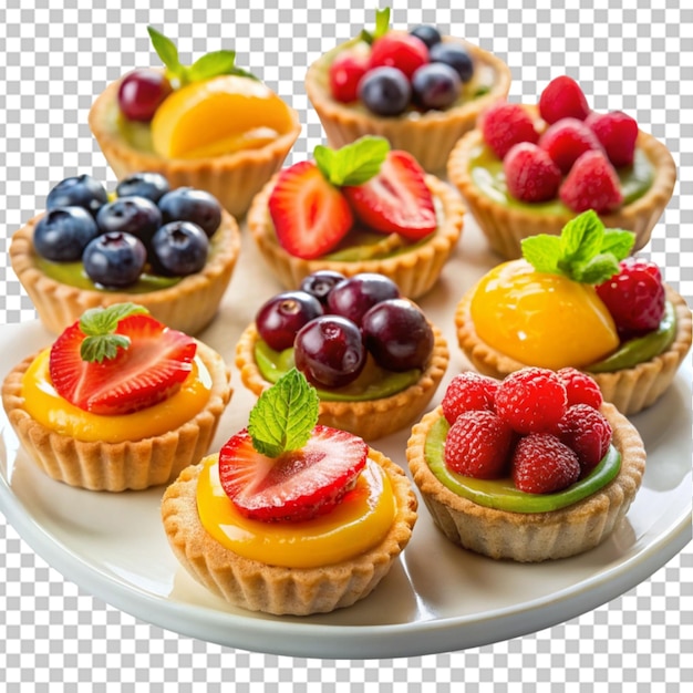 PSD platter of fruit tarts with glazed tops