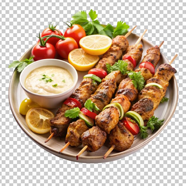 PSD platter of juicy kebabs grilled to perfection