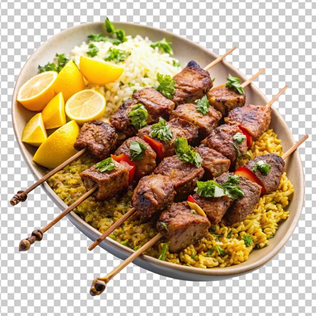 PSD platter of grilled lamb skewers