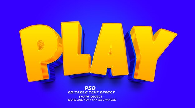 PSD play 3d editable photoshop text effect style with background