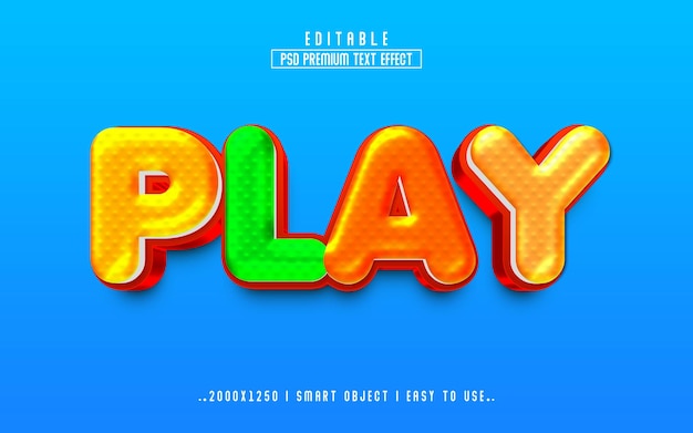 PSD play 3d editable psd text effect style