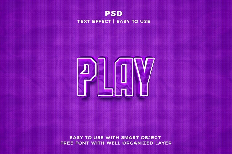 PSD play 3d editable text effect style psd with background