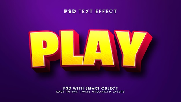 play 3d editable text effect with game and cartoon text style