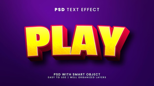 Play 3d editable text effect with game and cartoon text style