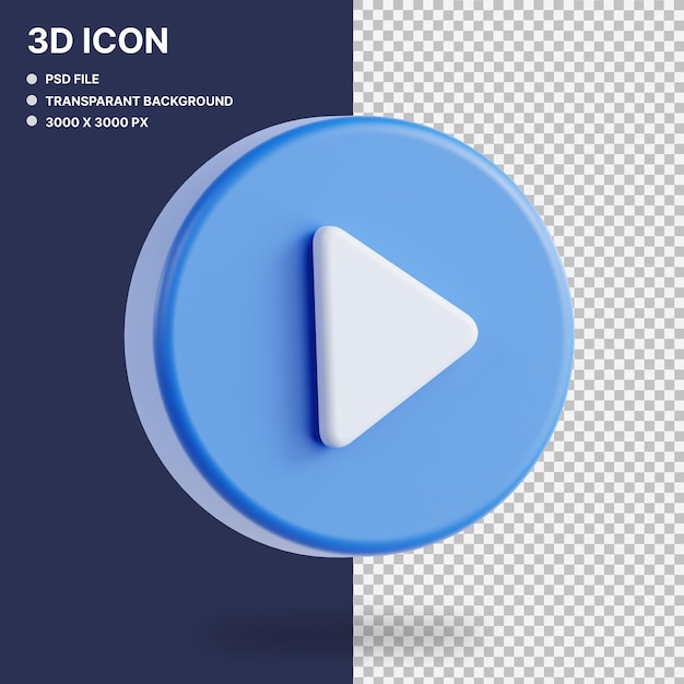 PSD play button 3d graphic illustration