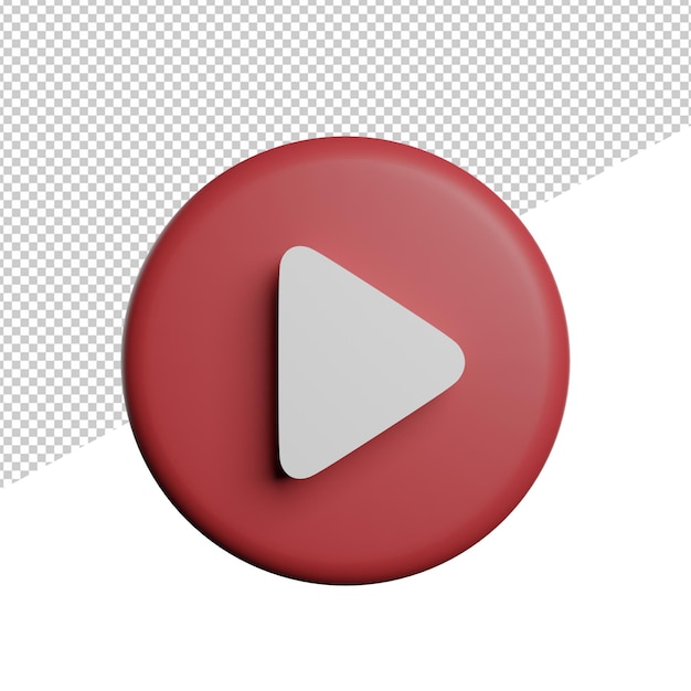 Play button icon front view 3d illustration rendering transparent background