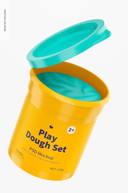 Play Dough Set Mockup, Opened