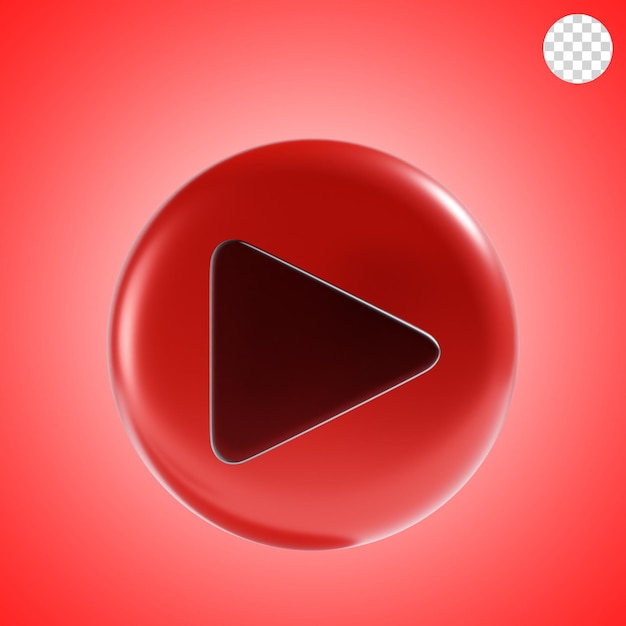 Play icon 3d illustration with red background