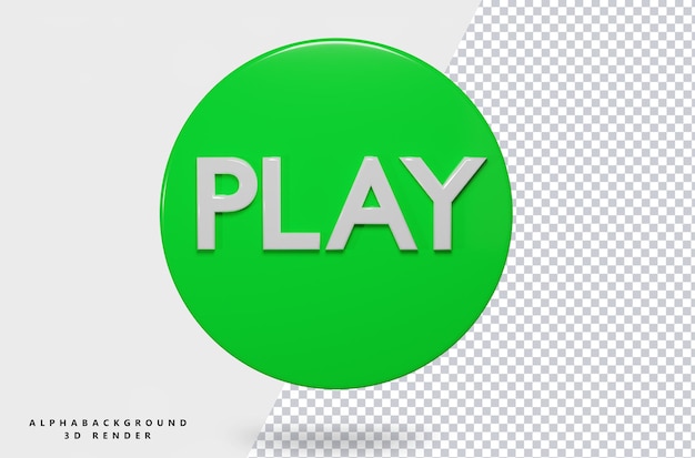 PSD play icon 3d rendered transparent background psd