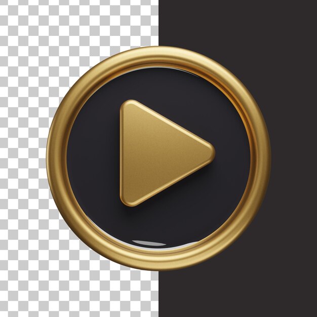 PSD play icon gold 3d