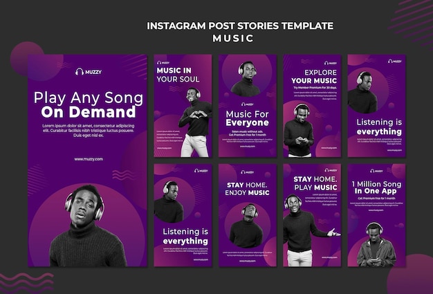 PSD play music instagram stories template