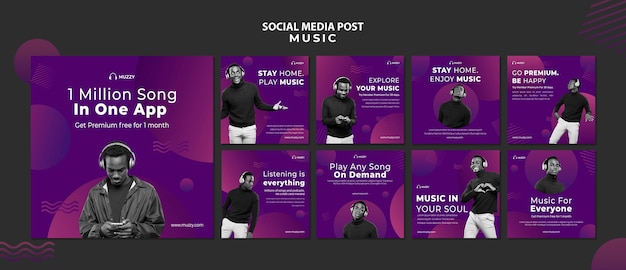 PSD play music social media post template