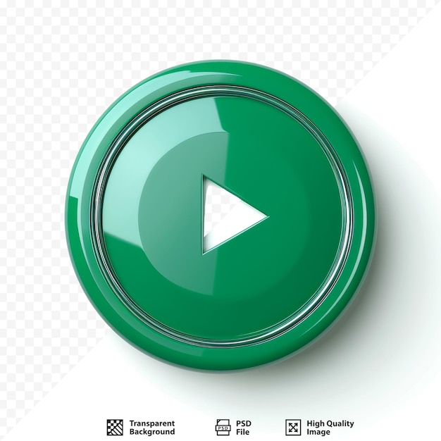 PSD play sign on green glossy button